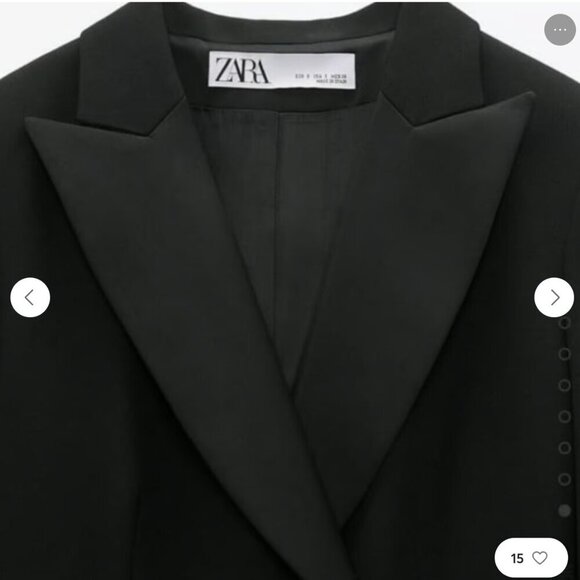 ZARA BLACK COLLARED DOUBLE-BREASTED BLAZER JACKET DRESS WITH POCKETS SIZE M NWT - Picture 7 of 10